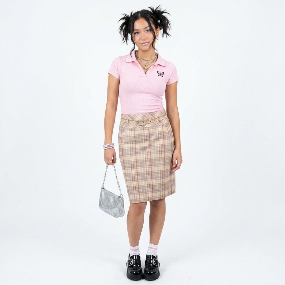 Vintage Silk Blend Plaid Skirt 10 Academia Career Office Siren Preppy Y2K Pencil